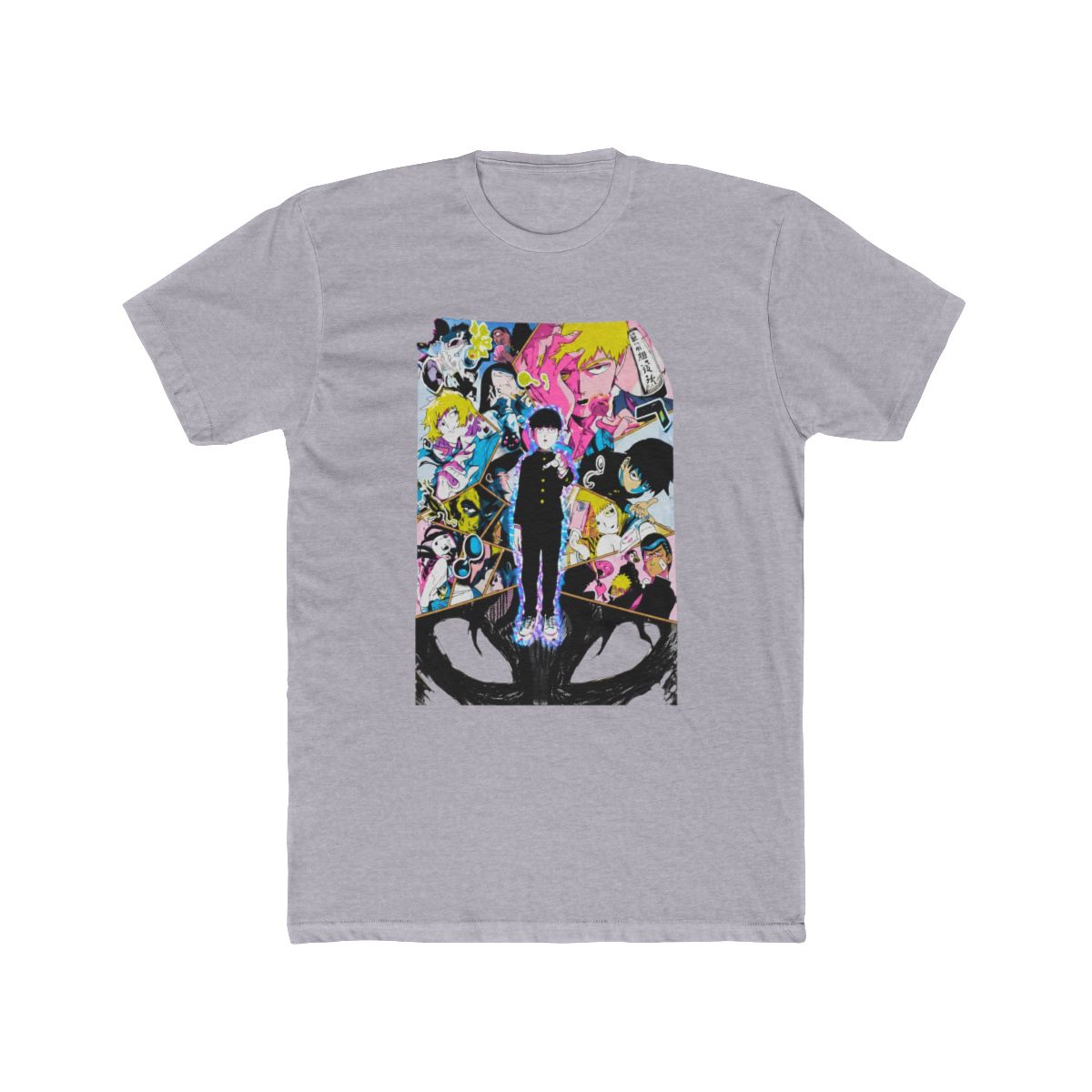 Mob Psycho 100 Adult New T Shirt - Mob Stands in a Colorful Collage