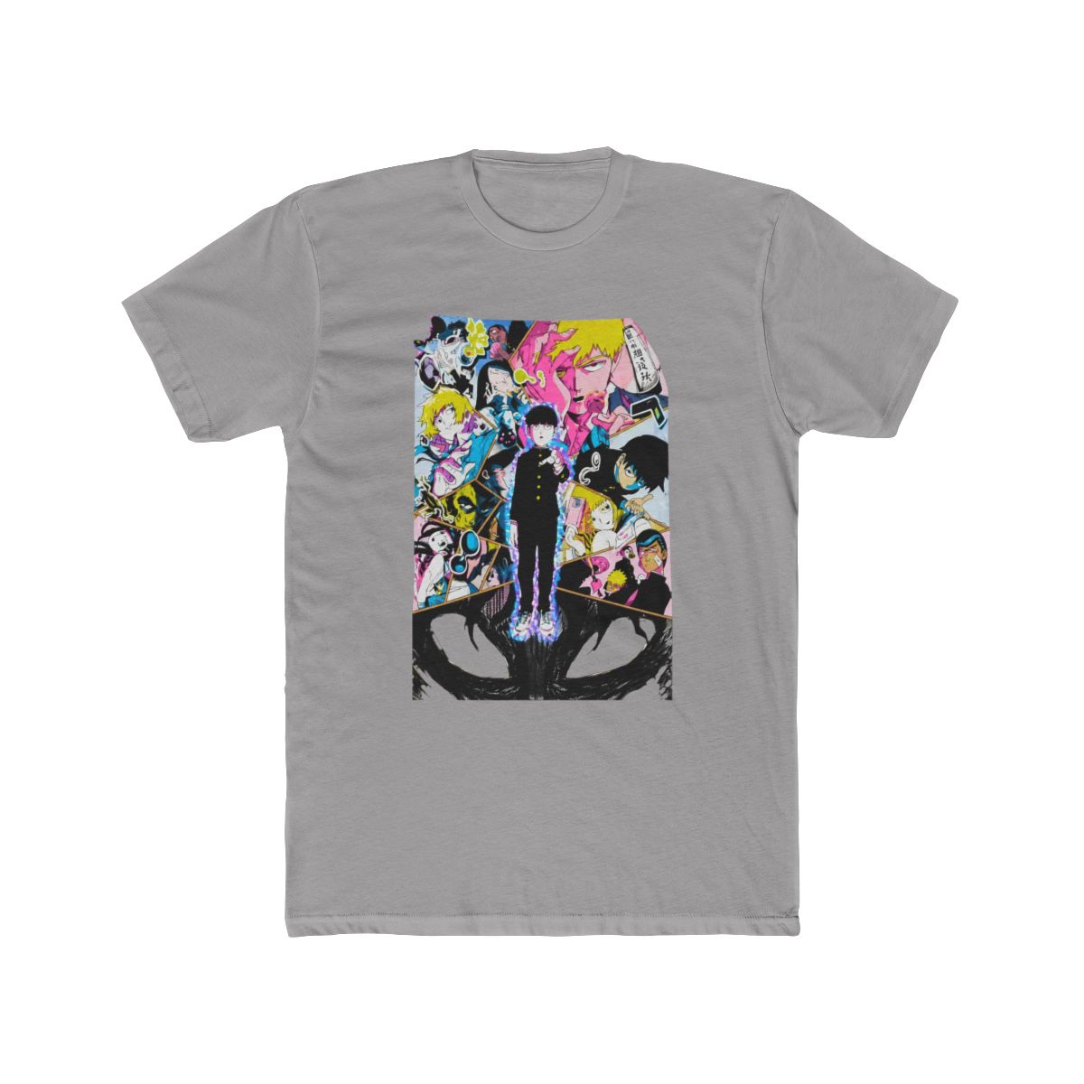 Mob Psycho 100 Adult New T Shirt - Mob Stands in a Colorful Collage - Official t-shirts merchandise
